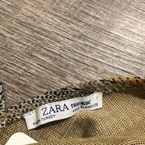 Zara Yellow Black Silver Plaid overall jumper Dress with pockets Size Medium - Picture 7 of 12